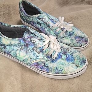 Vans Women’s Floral Canvas Lace-Up Sneakers - Aqua Floral